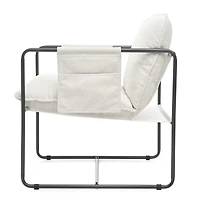 Streamdale Furniture White Upholstered Hanging Armchair with Arm Pocket