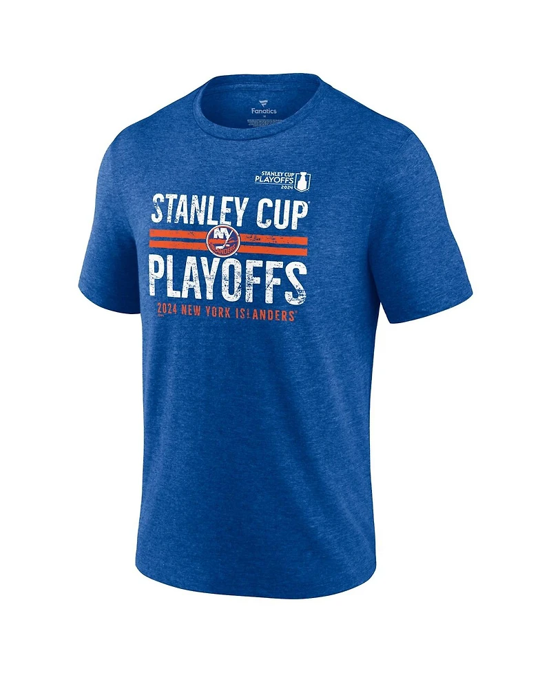 Fanatics Men's Heather Royal New York Islanders 2024 Stanley Cup Playoffs Crossbar Tri-Blend T-Shirt