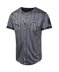 Nike Boys and Girls Francisco Lindor Graphite New York Mets 2024 City Connect Limited Player Jersey