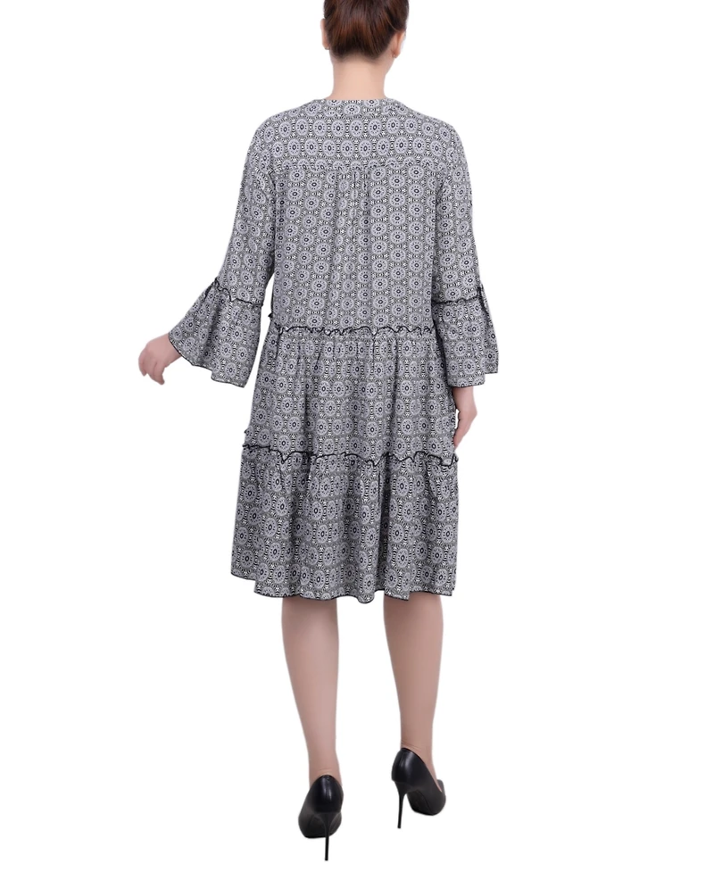 Ny Collection Petite 3/4 Sleeve Tiered Dress