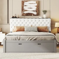 Streamdale Queen Platform Bed with Storage Headboard and Drawers