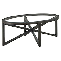 Streamdale Furniture Modern Tempered Glass Coffee Table with Wood Base