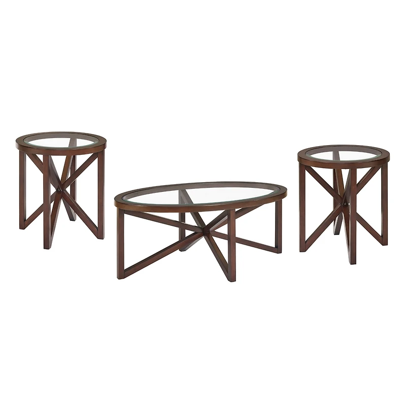 Simplie Fun Modern Tempered Glass Coffee Table with Wood Base