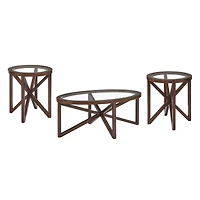 Simplie Fun Modern Tempered Glass Coffee Table with Wood Base