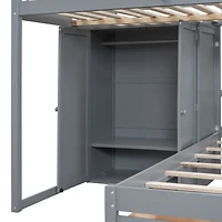 Simplie Fun Full Over Twin Bunk Bed With Wardrobe, Drawers, White