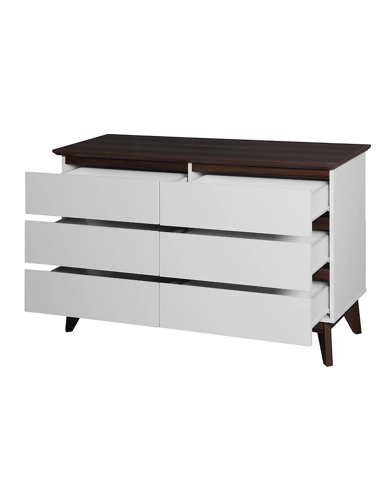 Streamdale Furniture White 6-Drawer Double Dresser 47.2" W X 15.74" D X 30.7"H