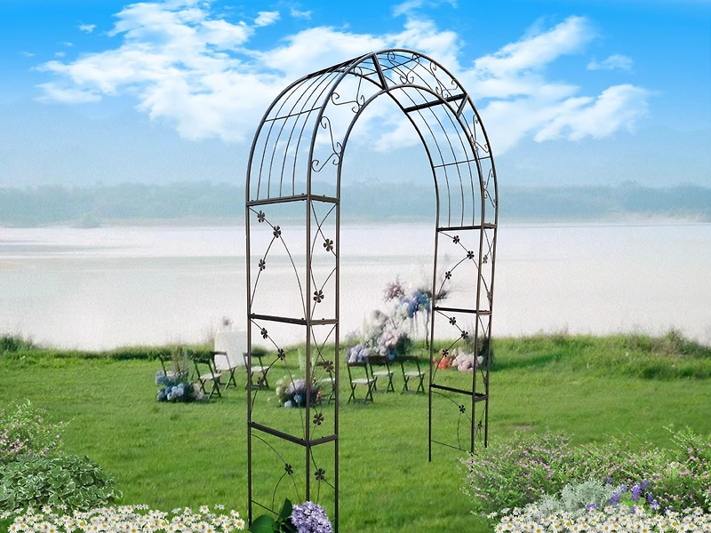 Outdoor Black Metal Garden Arbor Archway
