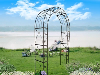 Outdoor Black Metal Garden Arbor Archway