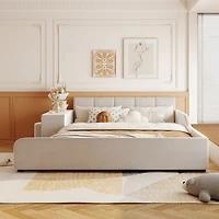 Streamdale Furniture Upholstered Bed with Desk & Stool