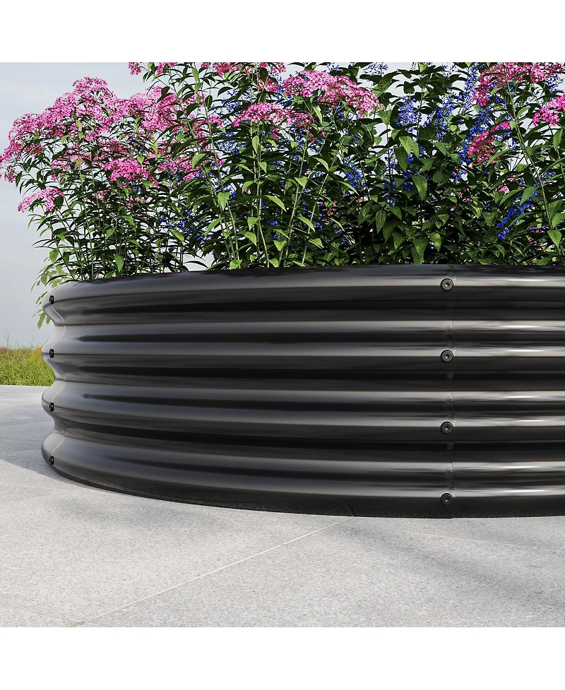 Streamdale 47.24x11.4" Tall Round Metal Garden Bed for Vegetables and Flowers