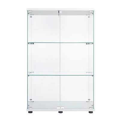 Streamdale Furniture Two Door Glass Cabinet Glass Display Cabinet With 3 Shelves, White