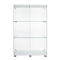 Streamdale Furniture Two Door Glass Cabinet Glass Display Cabinet With 3 Shelves, White