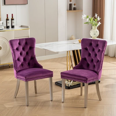 Streamdale Nikki Collection 2-Piece Purple Velvet Dining Chairs
