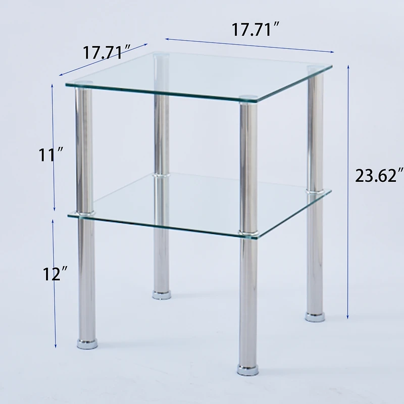 Streamdale Furniture Clear 2-Tier Side/End Table with Storage