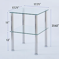 Streamdale Furniture Clear 2-Tier Side/End Table with Storage