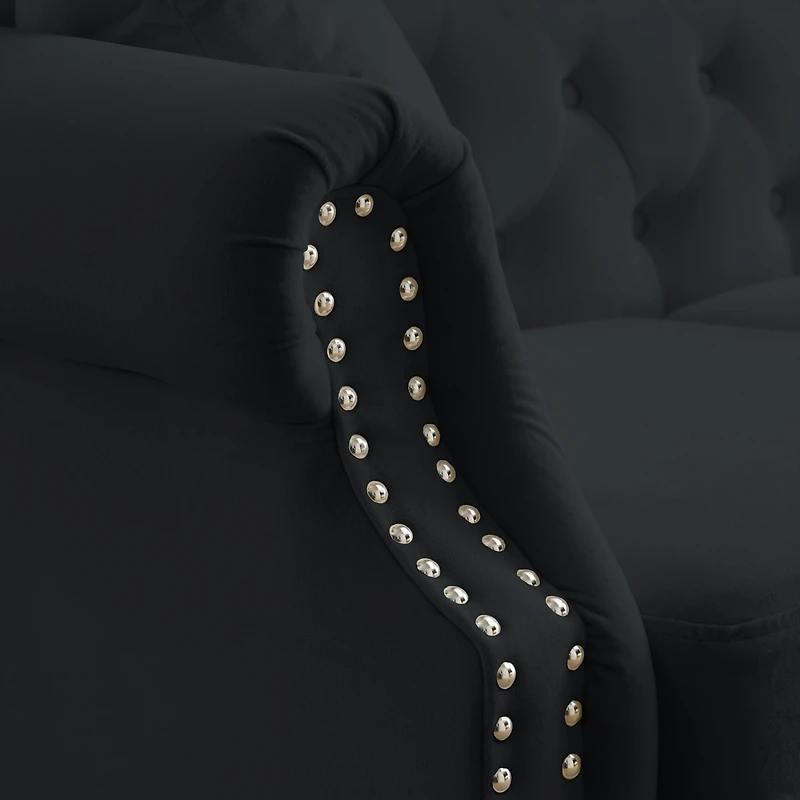 Streamdale 57" Velvet Chesterfield Sofa with Rolled Arms
