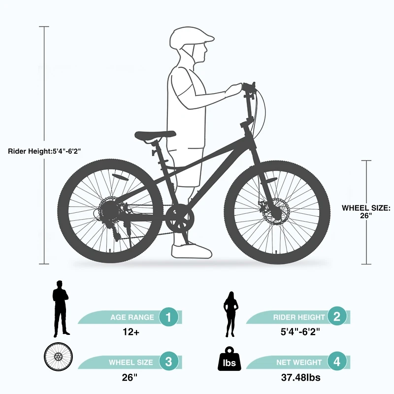 Streamdale Furniture 26" Freestyle Bike for Kids with Double Disc Brakes