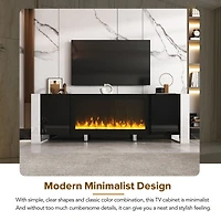 Streamdale High Gloss White Tv Stand with Electric Fireplace