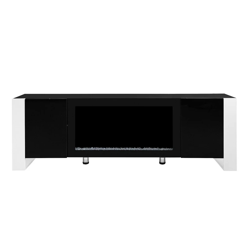 Streamdale High Gloss White Tv Stand with Electric Fireplace