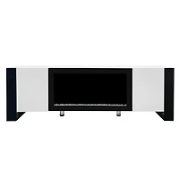 Streamdale High Gloss White Tv Stand with Electric Fireplace
