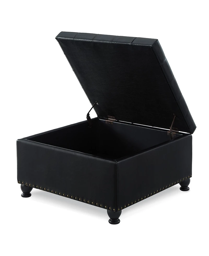 Streamdale Furniture Black Upholstered Ottoman with Wooden Legs