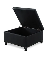 Streamdale Furniture Black Upholstered Ottoman with Wooden Legs