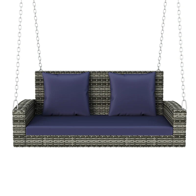 Streamdale Furniture 2-Person Wicker Hanging Porch Swing with Cushion