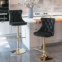 Simplie Fun Set of 2 Adjustable Velvet Bar Stools
