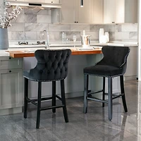 Streamdale Modern Velvet Wingback Bar Stools, Set of 2