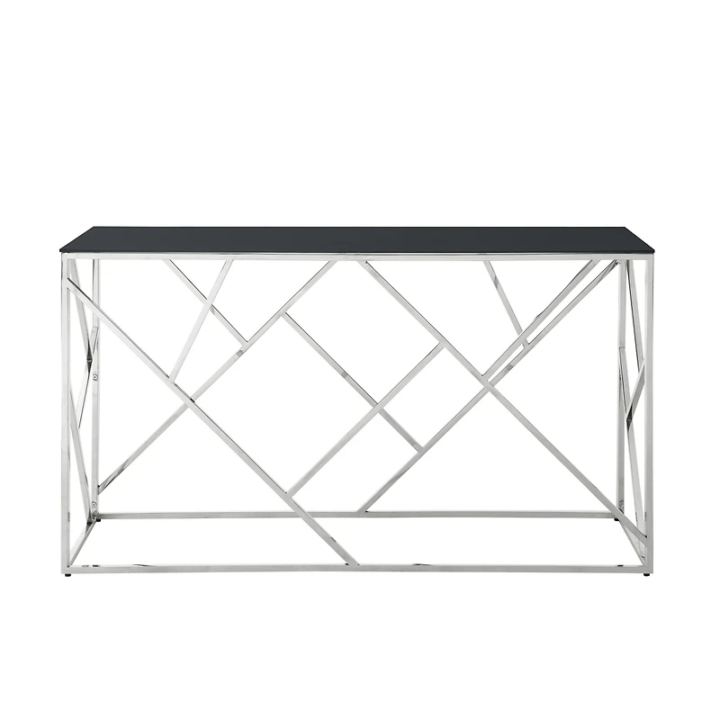 Streamdale 55" Gold Glass Console Table, Sturdy Metal Frame