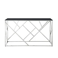 Streamdale 55" Gold Glass Console Table, Sturdy Metal Frame