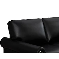 Streamdale Furniture Living Room Sofa With Storage Sofa 2+3 Sectional Black Faux Leather
