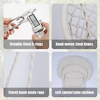 Streamdale Macrame Swing Chair for Indoor and Outdoor with Cushion