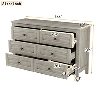 Streamdale Antique Gray Farmhouse Dresser, 6 Drawers