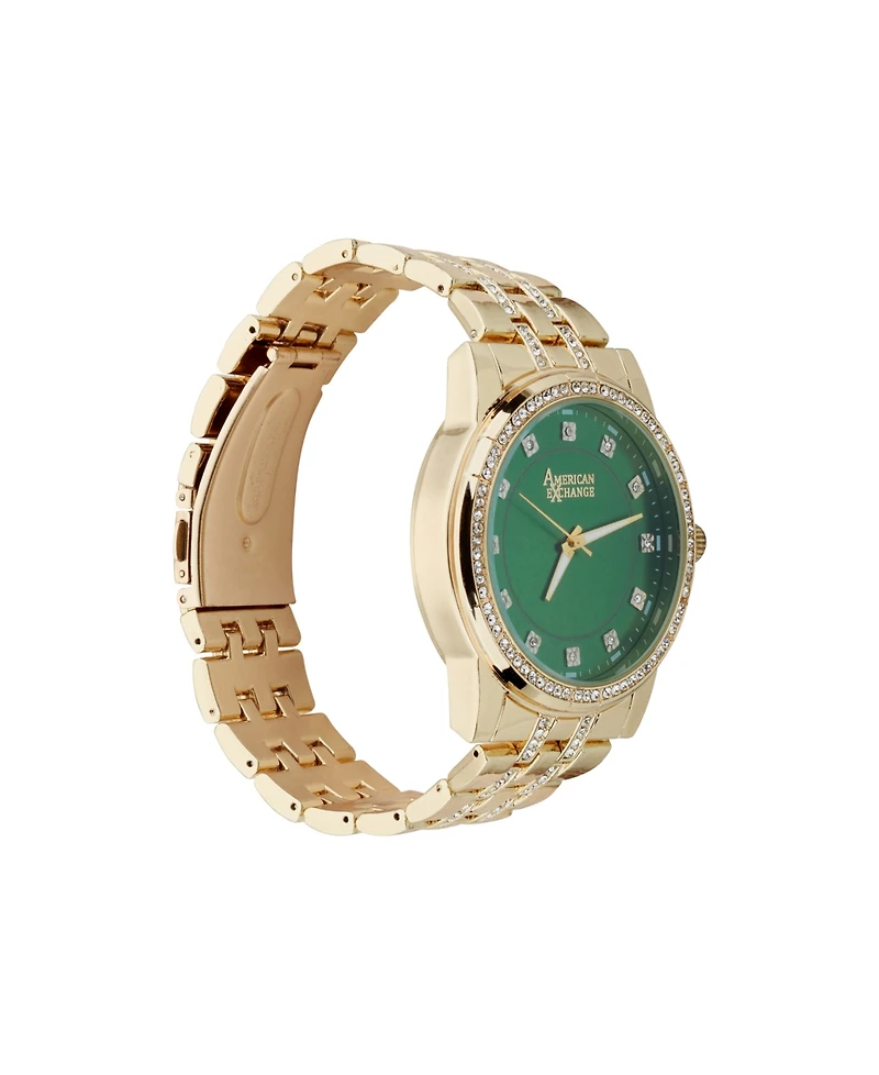 American Exchange Men's Crystal Bracelet Watch 46mm Gift Set