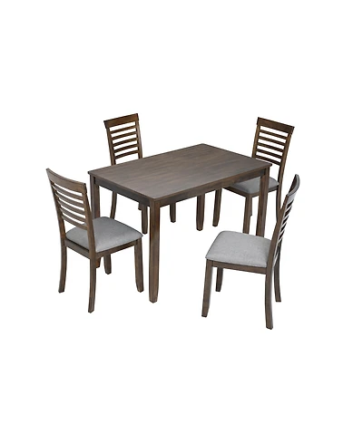 Streamdale Furniture Wooden Dining Rectangular Table Set For 4, Kitchen Dining Table For Small Space, Walnut