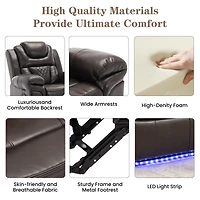 Streamdale Furniture Home Theater Seating Manual Recliner Chair With Led Light Strip For Living Room, Bedroom