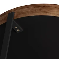 33.86"Modern Retro Splicing Round Coffee Table, Fir Wood Table Top With Black Cross Legs Base