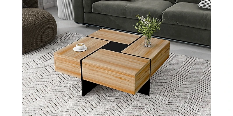 Streamdale Modern Coffee Table with Hidden Storage & Sliding Top