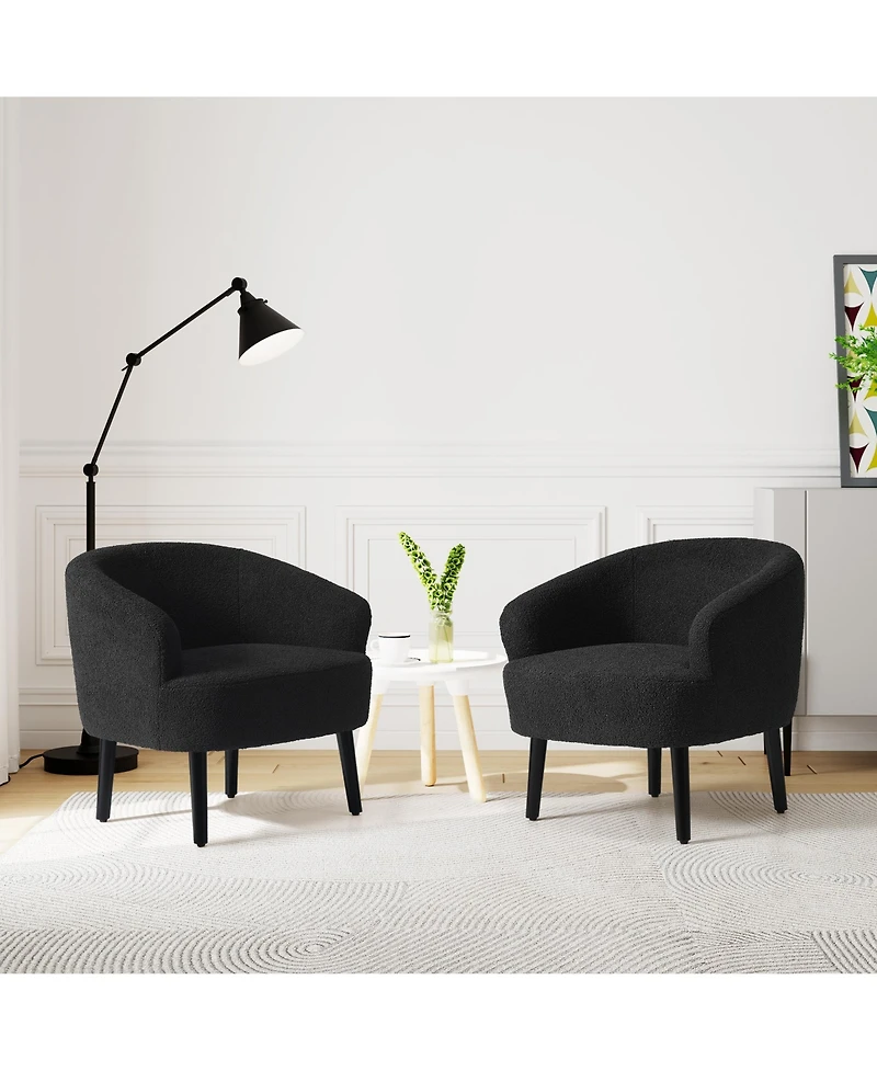 WestinTrends 29" Wide Mid Century Modern Club Barrel Accent Armchair, Set of 2