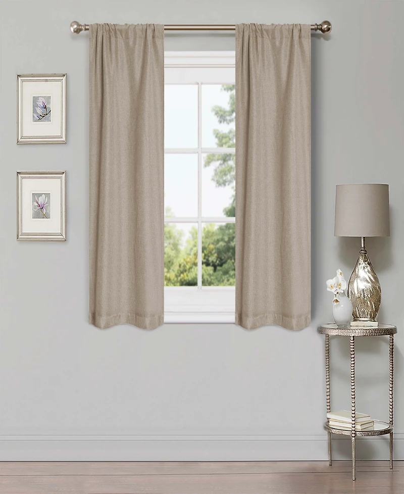 Superior Linen-Inspired Classic Room Darkening Modern Fade Resistant 2-Piece Curtain Set with Rod Pocket, 26" X 63"