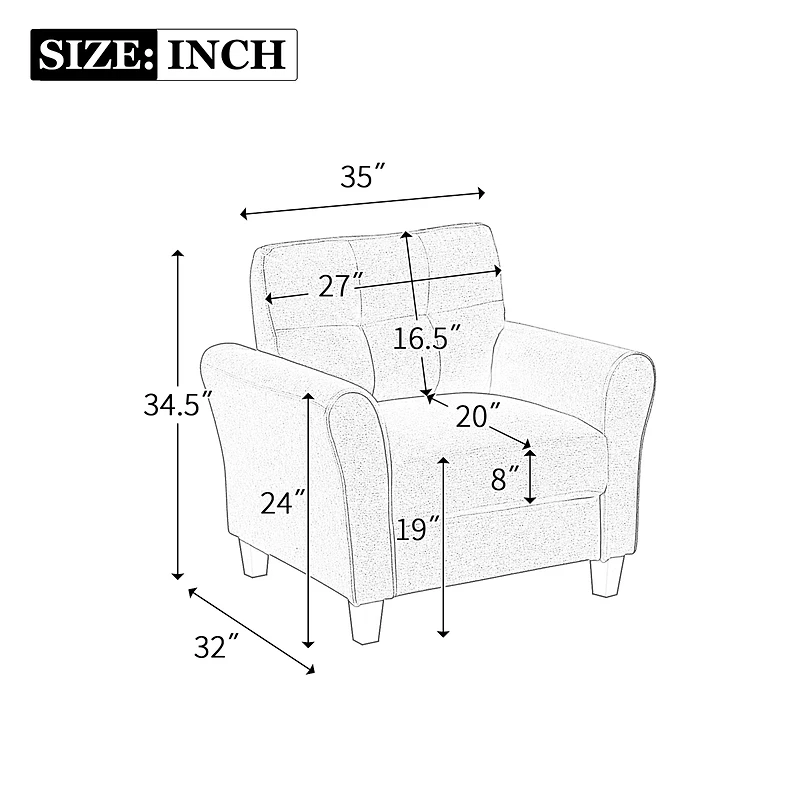 Streamdale Linen Armchair for Living Room & Office