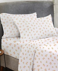 Sheet Set Rose King Bed Sheets, Soft 100% Cotton Sateen, 4 Pc Deep Pocket Sheets & Pillowcase - Vintage
