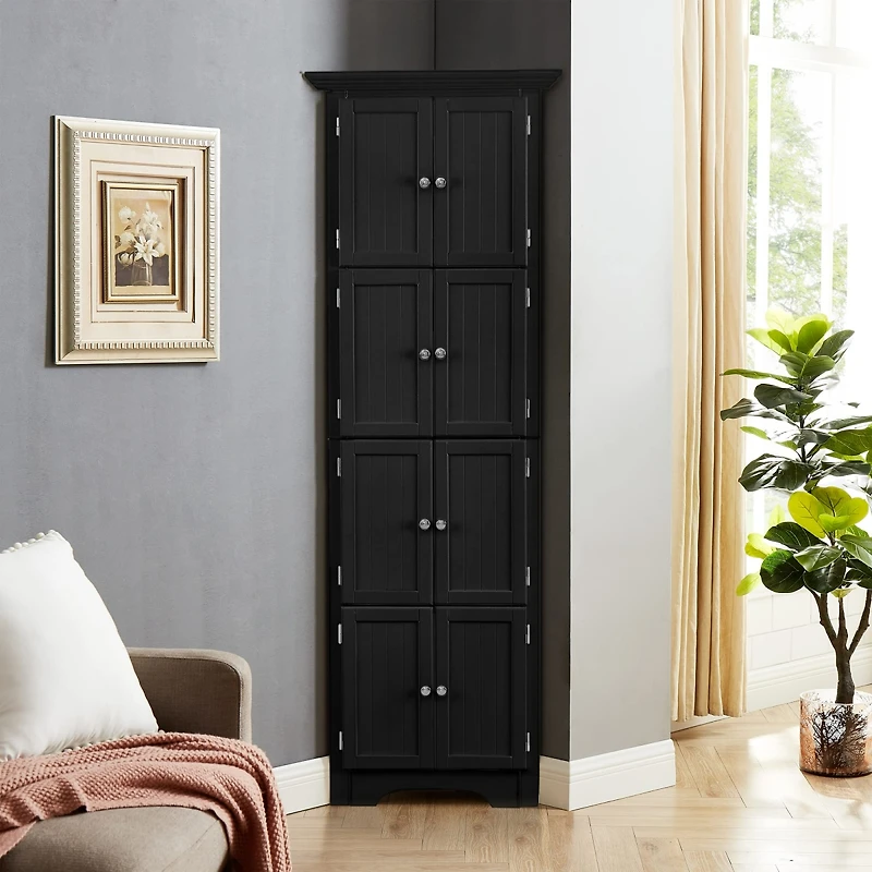 Streamdale Furniture Modern Black Tall Storage Cabinet, 4 Shelves