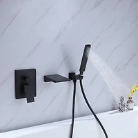 Matte Black Bathtub Faucet with Wall Mount and Handheld Shower