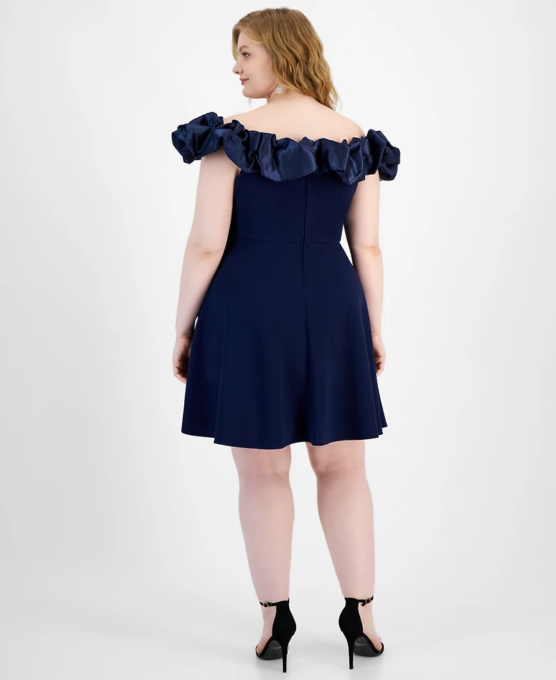 B Darlin Trendy Plus Ruffled Off-The-Shoulder Dress