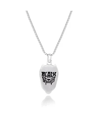 Marvel Men's Black Panther Black Enamel and Stainless Steel Pendant Necklace, 22'' Box Chain