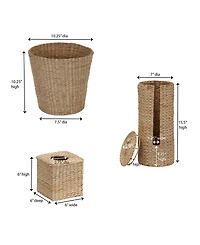 Household Essentials 3-Piece Set Wicker Bathroom Accessories