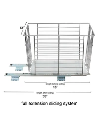 Household Essentials Glidez Steel Pull-Out/Slide-Out Storage Organizer with Plastic Liner for Under Cabinet or Wire Shelf Produce Bin Design