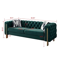 Streamdale Furniture Chesterfield Modern Tufted Velvet Living Room Sofa, 84.25" W Couch, Green